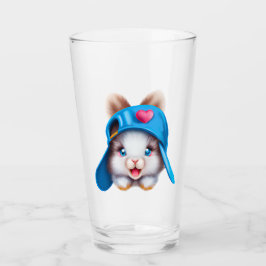 Cute Fluffy Hiphop Baby Bunny met blauw Pet Glas