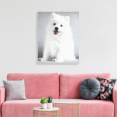 Cute Fluffy Japanese Spitz Puppy Canvas Afdruk (Insitu (Woonkamer))