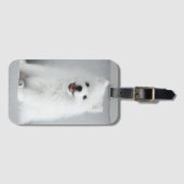 Cute Fluffy Japanse Spitz Puppy Bagagelabel (Voorkant (horizontaal))