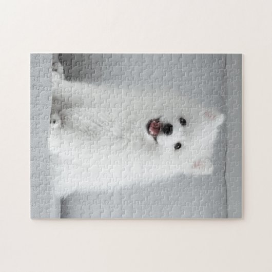 Cute Fluffy Japanse Spitz Puppy Legpuzzel (Horizontaal)