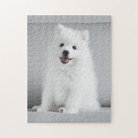 Cute Fluffy Japanse Spitz Puppy Legpuzzel (Verticaal)