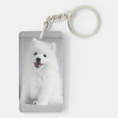 Cute Fluffy Japanse Spitz Puppy Sleutelhanger (achterkant)