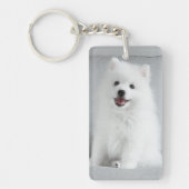 Cute Fluffy Japanse Spitz Puppy Sleutelhanger (Voorkant)