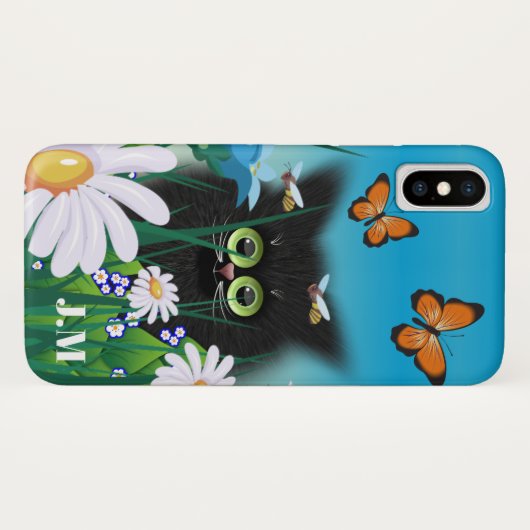 Cute Fluffy Kitten in Daisy Meadow Case-Mate iPhone Case (Achterkant (horizontaal))