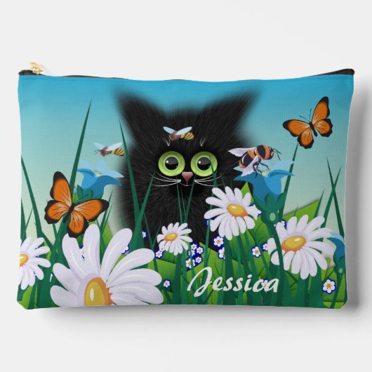 Cute Fluffy Kitten in Daisy Meadow Personalized Etui (Voorkant)
