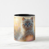 Cute Fluffy Kitten in Wildflowers Coffee Mug Mok (Midden)