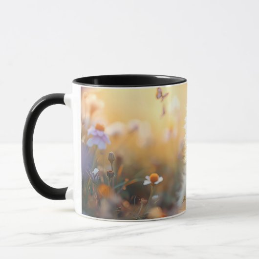 Cute Fluffy Kitten in Wildflowers Coffee Mug Mok (Links)
