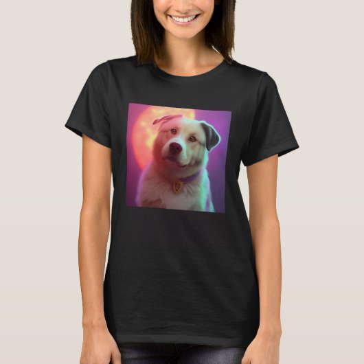 Cute Fluffy Labrador Retriever Beagle Dog Sunset P T-shirt (Voorkant)