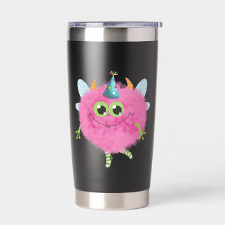 Cute fluffy monster Travel Mugs Geïsoleerde Drinkbeker