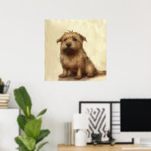 Cute Fluffy Norfolk Terrier Art Poster (Thuiskantoor)