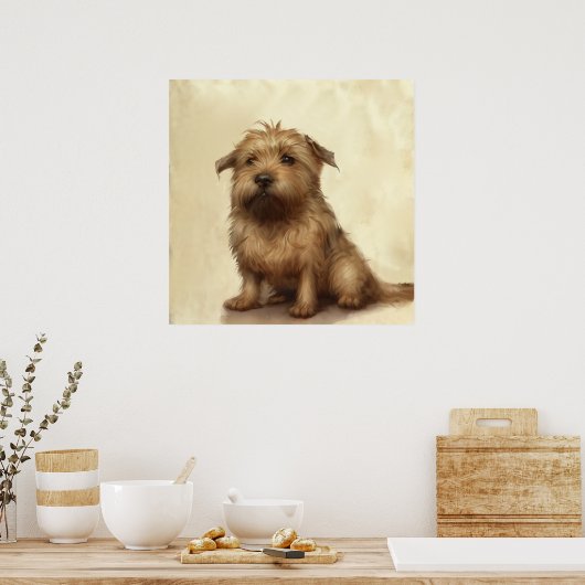 Cute Fluffy Norfolk Terrier Art Poster (Keuken)