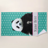 Cute Fluffy Panda Beer Animal Wild Name Kinder Strandlaken (Voorkant)