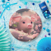 Cute Fluffy Pig Papieren Bordje (Feest)
