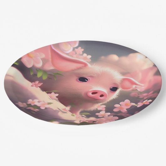 Cute Fluffy Pig Papieren Bordje (Gekanteld)