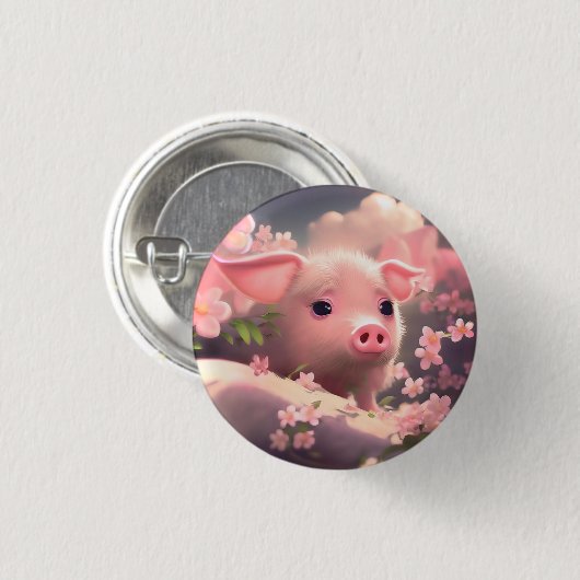 Cute Fluffy Pig Ronde Button 3,2 Cm (Voorkant /achterkant)