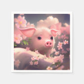 Cute Fluffy Pig Servet (Voorkant)