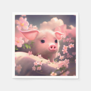 Cute Fluffy Pig Servet