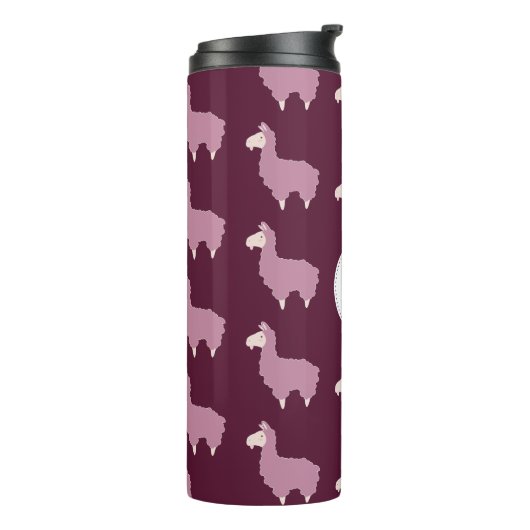 Cute Fluffy Pink Llamas met Initiaal Thermosbeker (Gedraaid links)