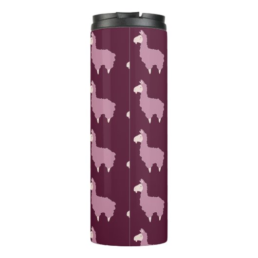Cute Fluffy Pink Llamas met Initiaal Thermosbeker (Achterkant)