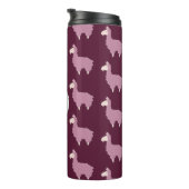 Cute Fluffy Pink Llamas met Initiaal Thermosbeker (Geroteerd rechts)
