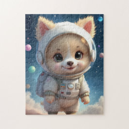 Cute Fluffy Puppy Astronaut Jigsaw Puzzle Legpuzzel