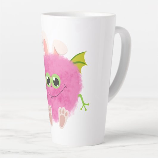 Cute fluffy rabbit monster latte mok (Rechterhoek)