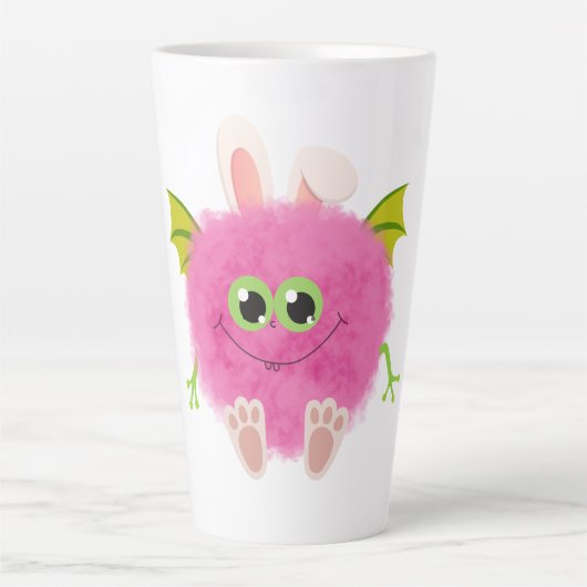 Cute fluffy rabbit monster latte mok (Voorkant)