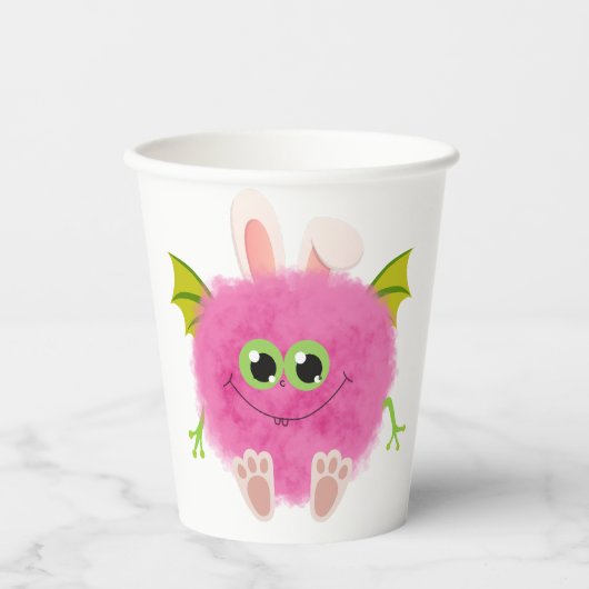 Cute fluffy rabbit monster papieren bekers (Voorkant)
