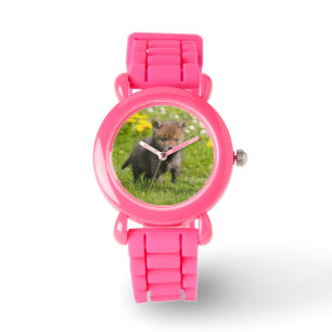 Cute Fluffy Red Fox Cub Wild Baby Foto Strapwatch Horloge