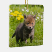 Cute Fluffy Red Fox Cub Wilde Baby Fotoporcelein Keramisch Ornament (Rechts)