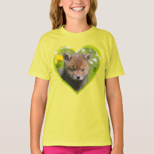 Cute Fluffy Red Fox Wild Baby Animal Foto hart - T-shirt