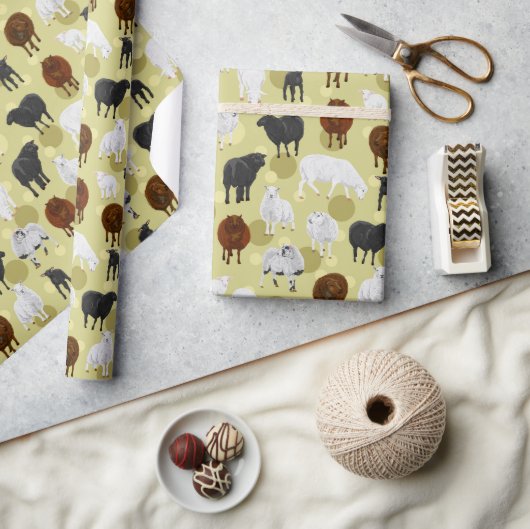 Cute Fluffy Schaap Lammetjes Patroon Boer Cadeaupapier (Crafts)