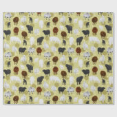 Cute Fluffy Schaap Lammetjes Patroon Boer Cadeaupapier (Vlak)