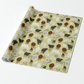 Cute Fluffy Schaap Lammetjes Patroon Boer Cadeaupapier (Uitgerold)