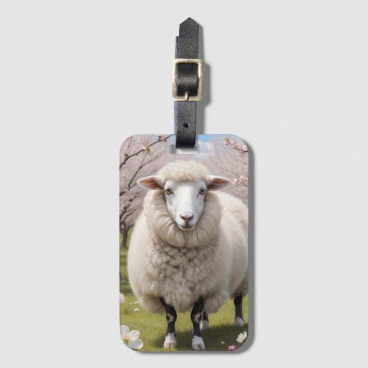 Cute Fluffy Sheep Bagagelabel (Voorkant (verticaal))
