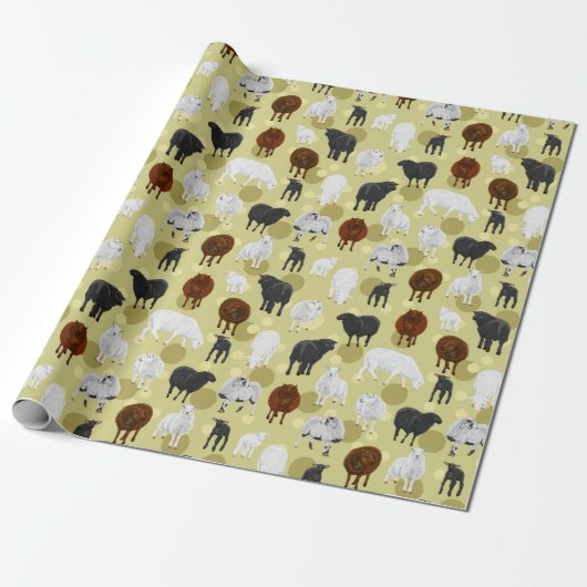 Cute Fluffy Sheep Lambs Pattern Farmer Cadeaupapier (Uitgerold)