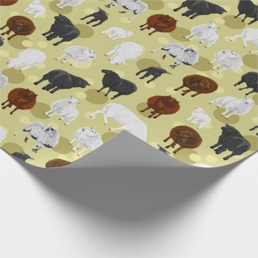 Cute Fluffy Sheep Lambs Pattern Farmer Cadeaupapier (Hoek)