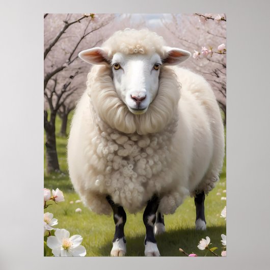 Cute Fluffy Sheep Poster (Voorkant)