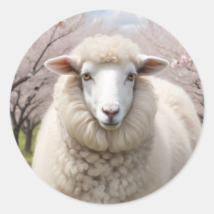 Cute Fluffy Sheep Ronde Sticker