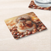 Cute Fluffy Squirrel Kartonnen Onderzetters (Schuin)