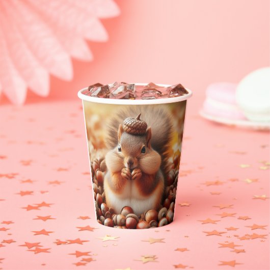 Cute Fluffy Squirrel Papieren Bekers (Insitu)