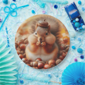 Cute Fluffy Squirrel Papieren Bordje (Feest)