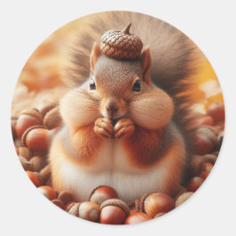 Cute Fluffy Squirrel Ronde Sticker