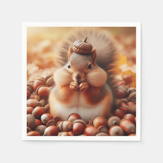 Cute Fluffy Squirrel Servet (Voorkant)