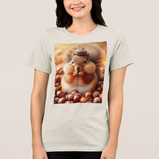 Cute Fluffy Squirrel Tri-Blend Shirt (Voorkant)
