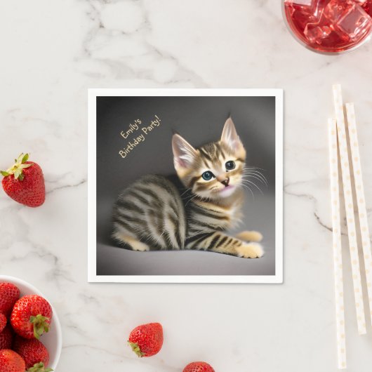 Cute fluffy tabby cat baby - Kinderverjaardag Servet (Insitu)