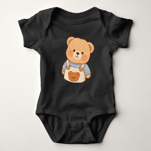 Cute Fluffy Teddy Bear Sticker – Adorable Kawaii Romper (Voorkant)