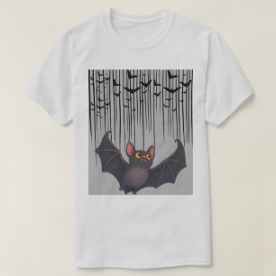 Cute Fluffy Vleermuis Illustratie - Enge Halloween T-shirt