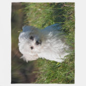 Cute Fluffy White Maltese Puppy Dog Fleece Deken (Voorkant)