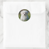 Cute Fluffy White Maltese Puppy Dog Ronde Sticker (Tas)